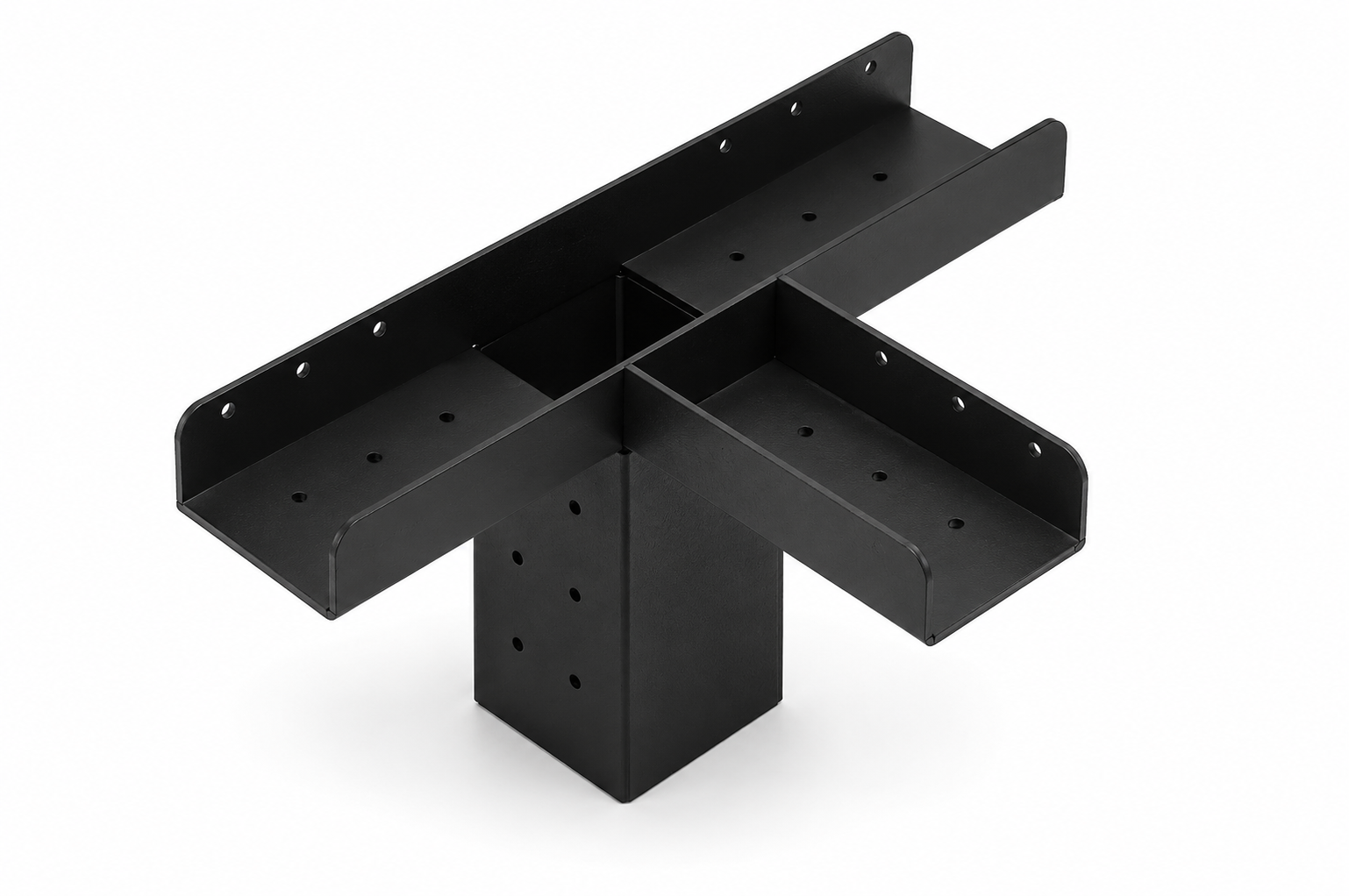 Black metal bracket on a white background