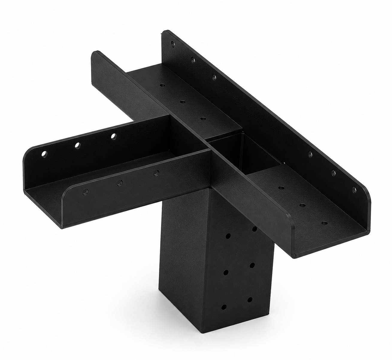 Black metal bracket on a white background