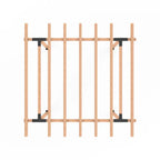 Wooden gate with black accents on a white background