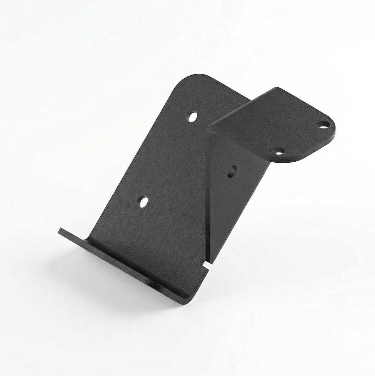 Black metal bracket on a white background