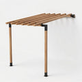 Wooden pergola with metal brackets on a white background