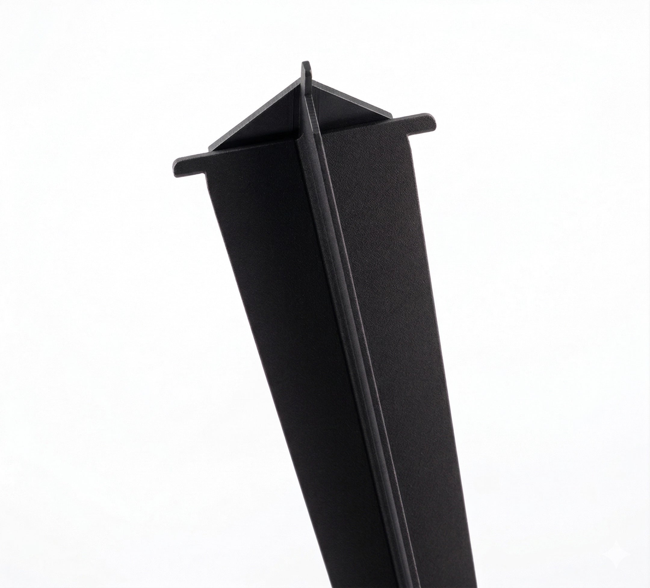 Black metal bracket on a white background