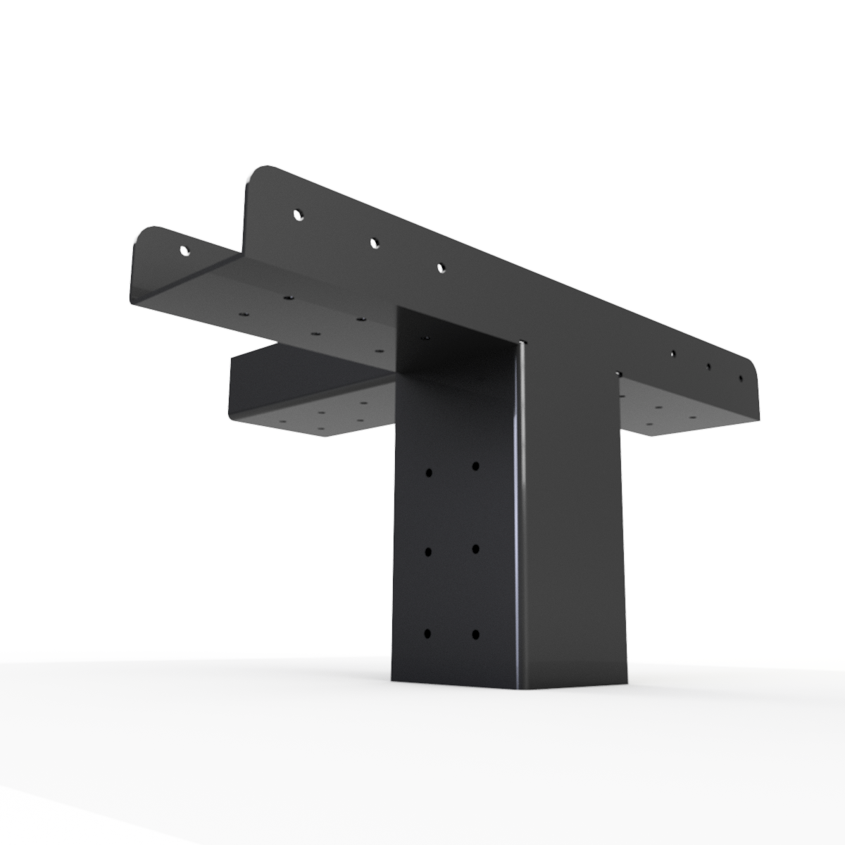 Black metal bracket on a white background