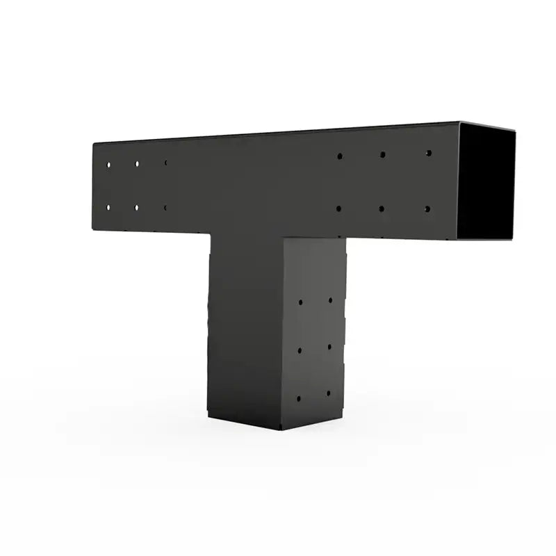 Black metal bracket on a white background