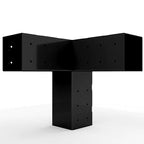 Black geometric table design on a white background